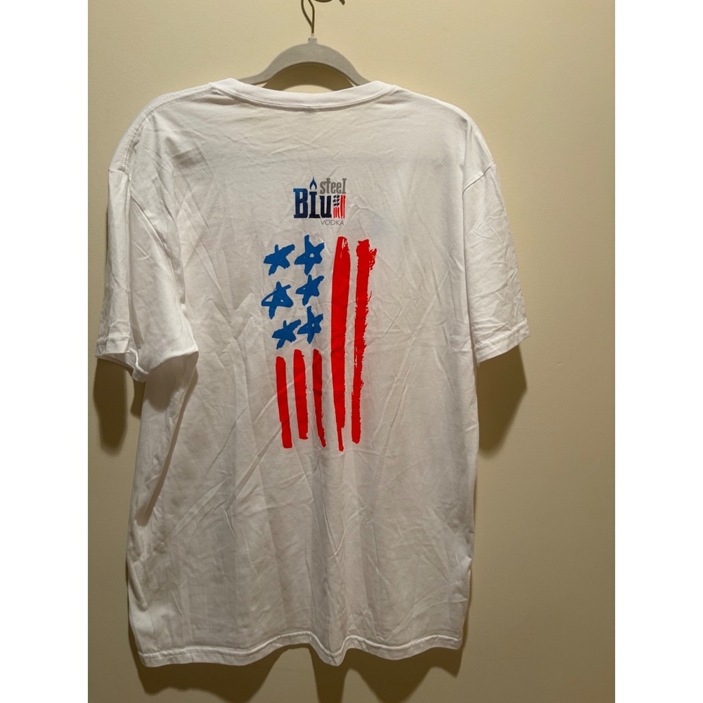 Steel Blu Vodka Unapologetic American Spirit White T-Shirt XL Next Level Apparel - Picture 3 of 9